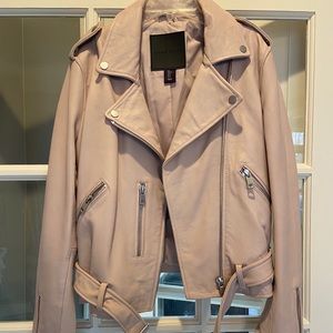Pink Leather Moto Jacket